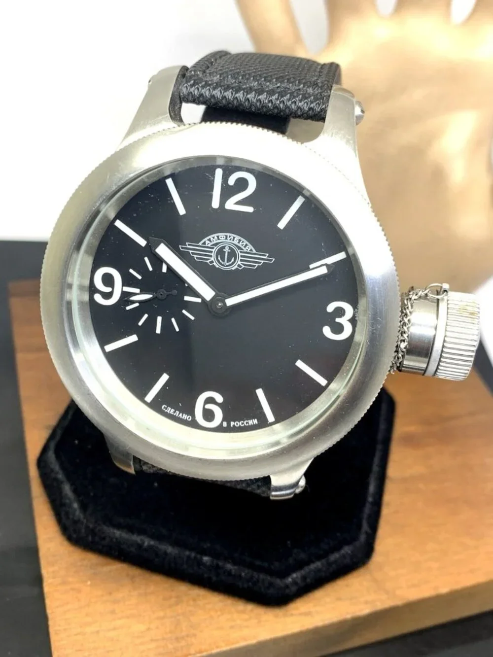 Nowa Mens Watch Amphibia Manual Wind Black Dial Limited Edition Oversized 58mm